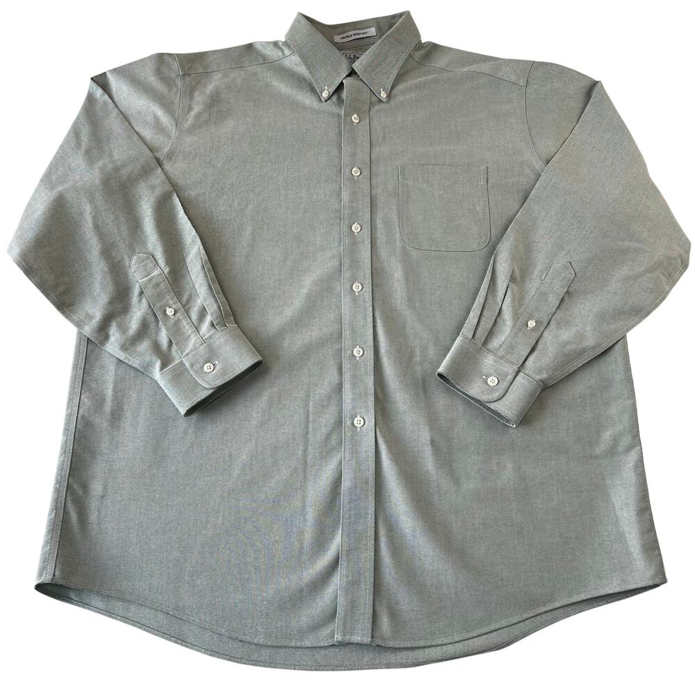 L.L. Bean Wrinkle resistant Green Button Down Shirt men’s size 17-34 XL